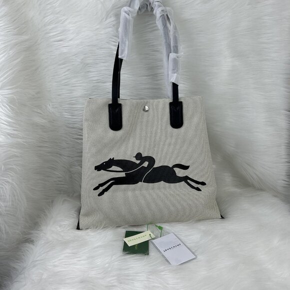 New Longchamp Essential Toile Large Canvas Tote bag - Picture 3 of 9